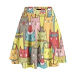 Cute Xmas Cats High Waist Skirt