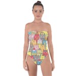 Cute Xmas Cats Tie Back One Piece Swimsuit