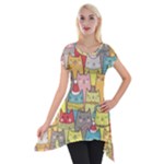 Cute Xmas Cats Short Sleeve Side Drop Tunic