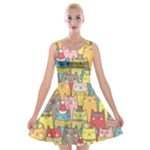 Cute Xmas Cats Velvet Skater Dress