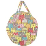 Cute Xmas Cats Giant Round Zipper Tote