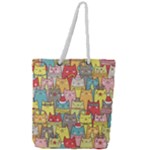 Cute Xmas Cats Full Print Rope Handle Tote (Large)