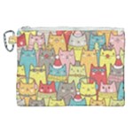 Cute Xmas Cats Canvas Cosmetic Bag (XL)