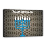 black happy Hanukkah Canvas 18  x 12  (Stretched)