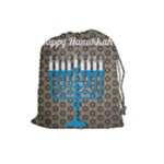 black happy Hanukkah Drawstring Pouch (Large)