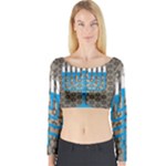 black happy Hanukkah Long Sleeve Crop Top