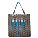 black happy Hanukkah Grocery Tote Bag