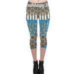 black happy Hanukkah Capri Leggings 