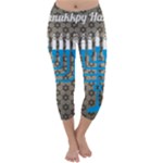 black happy Hanukkah Capri Winter Leggings 