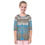 black happy Hanukkah Kids  Quarter Sleeve Raglan Tee