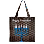 black happy Hanukkah Zipper Grocery Tote Bag