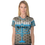 black happy Hanukkah V-Neck Sport Mesh Tee