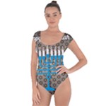 black happy Hanukkah Short Sleeve Leotard 