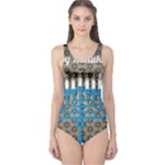 black happy Hanukkah One Piece Swimsuit