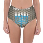 black happy Hanukkah Reversible High-Waist Bikini Bottoms