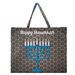 black happy Hanukkah Zipper Large Tote Bag