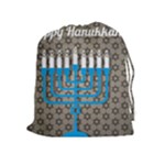 black happy Hanukkah Drawstring Pouch (XL)