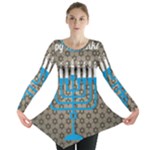 black happy Hanukkah Long Sleeve Tunic 