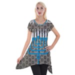 black happy Hanukkah Short Sleeve Side Drop Tunic