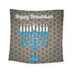 black happy Hanukkah Square Tapestry (Small)