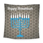 black happy Hanukkah Square Tapestry (Large)