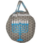 black happy Hanukkah Giant Round Zipper Tote