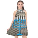 black happy Hanukkah Halter Neckline Chiffon Dress 