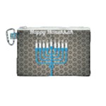 black happy Hanukkah Canvas Cosmetic Bag (Medium)