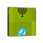 colorblock green hanukkah Mini Canvas 4  x 4  (Stretched)