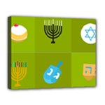 colorblock green hanukkah Canvas 14  x 11  (Stretched)