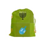 colorblock green hanukkah Drawstring Pouch (Large)