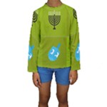 colorblock green hanukkah Kids  Long Sleeve Swimwear