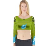 colorblock green hanukkah Long Sleeve Crop Top