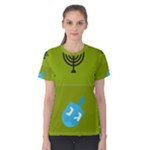 colorblock green hanukkah Women s Cotton Tee