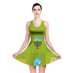 colorblock green hanukkah Reversible Skater Dress