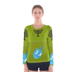 colorblock green hanukkah Women s Long Sleeve Tee