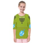 colorblock green hanukkah Kids  Quarter Sleeve Raglan Tee