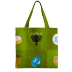 colorblock green hanukkah Zipper Grocery Tote Bag