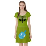 colorblock green hanukkah Short Sleeve Skater Dress