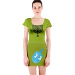 colorblock green hanukkah Short Sleeve Bodycon Dress