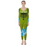 colorblock green hanukkah Long Sleeve Catsuit