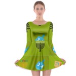 colorblock green hanukkah Long Sleeve Skater Dress