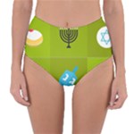 colorblock green hanukkah Reversible High-Waist Bikini Bottoms