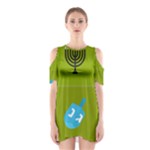 colorblock green hanukkah Shoulder Cutout One Piece Dress