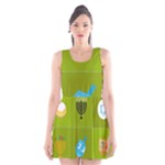 colorblock green hanukkah Scoop Neck Skater Dress