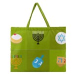 colorblock green hanukkah Zipper Large Tote Bag