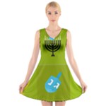 colorblock green hanukkah V-Neck Sleeveless Dress