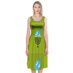 colorblock green hanukkah Midi Sleeveless Dress