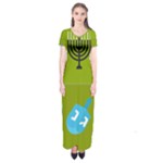 colorblock green hanukkah Short Sleeve Maxi Dress