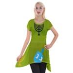 colorblock green hanukkah Short Sleeve Side Drop Tunic